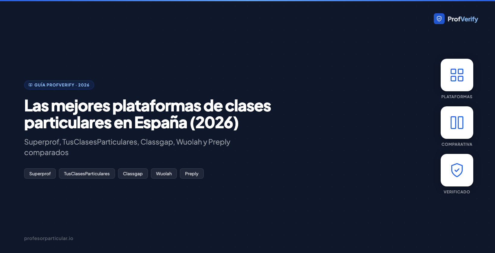 Comparativa de plataformas de clases particulares en España 2026 — Profesorparticular.io